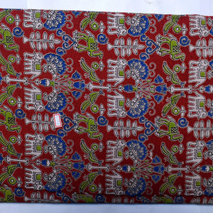 Kalamkari screen print cotton fabric with quirky Andhra-inspired motifs