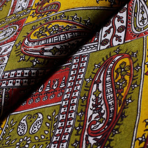 Kalamkari screen print cotton fabric with quirky Andhra-inspired motifs