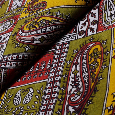 Kalamkari screen print cotton fabric with quirky Andhra-inspired motifs