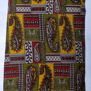 Kalamkari screen print cotton fabric with quirky Andhra-inspired motifs