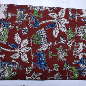 Kalamkari screen print cotton fabric with quirky Andhra-inspired motifs