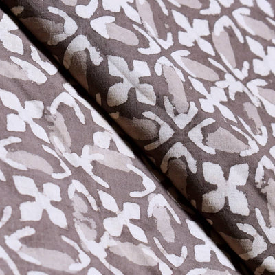 Grey Dabu Special Hand Block Print Fabric (Cut Piece 2.45 Meter)