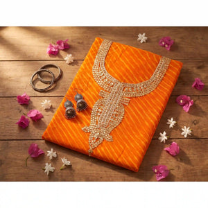 Yellow Georgette Viscose Leheriya Kundan-Gota Kurti Fabric