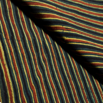 Green Ajrakh Special Triple Block Cotton Fabric