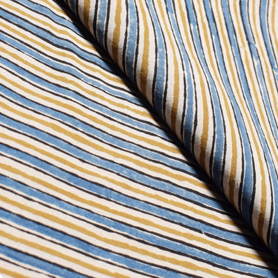 Cream Ajrakh Special Triple Block Cotton Fabric