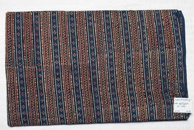Indigo Ajrakh Special Triple Block Cotton Fabric