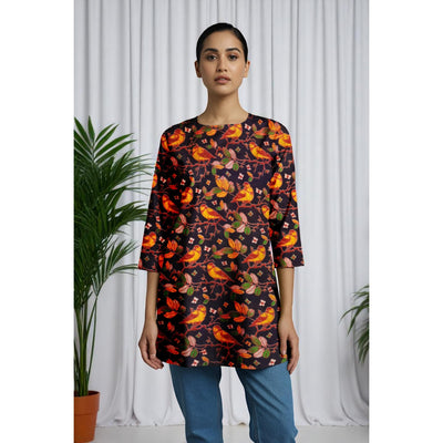 Black Kalamkari Screen Print Short Kurti