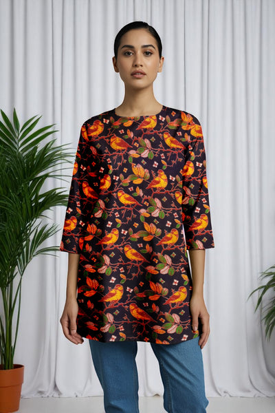 Grey Kalamkari Screen Print Short Kurti