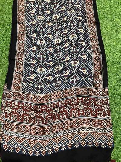 Ajrakh Modal Silk Stole - SSEthnics