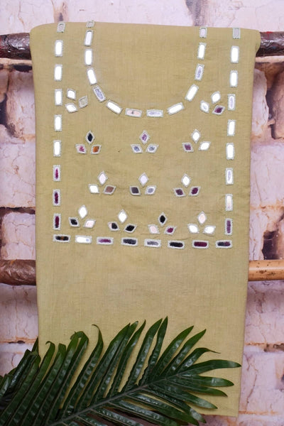 Green Mirror Work Bhagalpuri Ikat Dupatta Set - SSEthnics