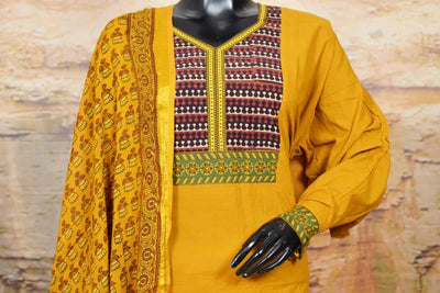 Ajrakh Patchwork Cotton Suit