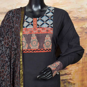 Ajrakh Patchwork Cotton Suit