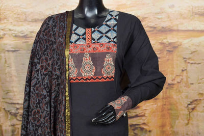 Ajrakh Patchwork Cotton Suit