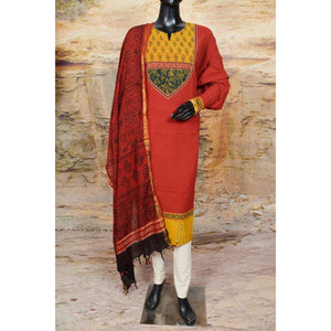 Ajrakh Patchwork Cotton Suit