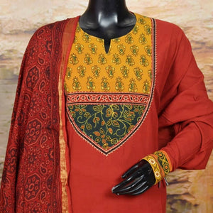 Ajrakh Patchwork Cotton Suit