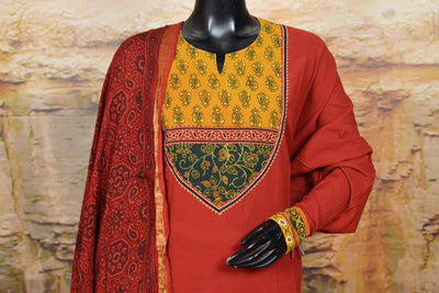 Ajrakh Patchwork Cotton Suit