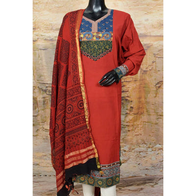 Ajrakh Patchwork Cotton Suit