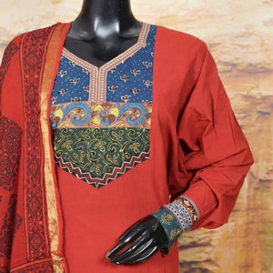 Ajrakh Patchwork Cotton Suit