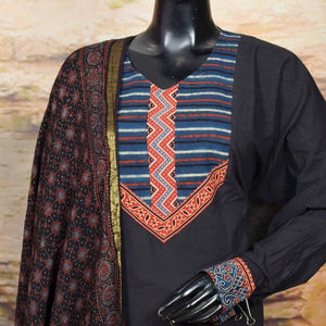 Ajrakh Patchwork Cotton Suit