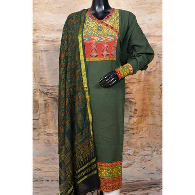 Ajrakh Patchwork Cotton Suit