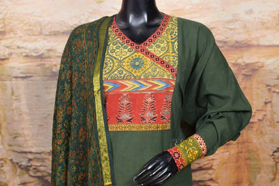 Ajrakh Patchwork Cotton Suit