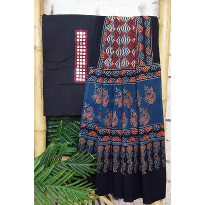 Ajrakh Mirror Work Dupatta Set
