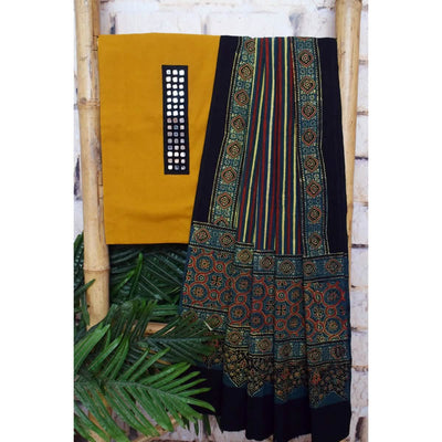 Ajrakh Mirror Work Dupatta Set