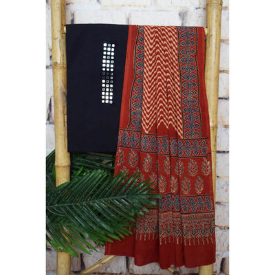 Ajrakh Mirror Work Dupatta Set