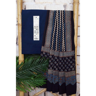 Ajrakh Mirror Work Dupatta Set