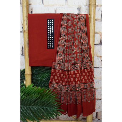 Ajrakh Mirror Work Dupatta Set