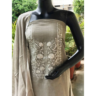 Grey Pittan Work Ombré Kurti with Linen Dupatta