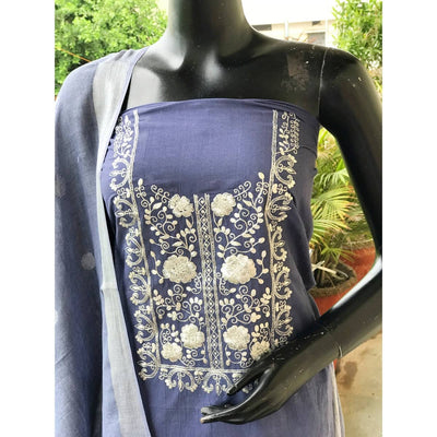 Grey Pittan Work Ombré Kurti with Linen Dupatta