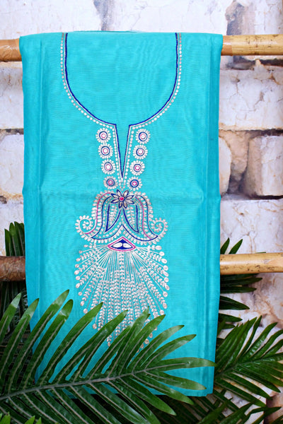 Cotton silk pittan work kurti with Banarasi art silk dupatta – designer two piece ethnic set