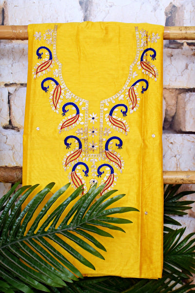 Cotton silk pittan work kurti with Banarasi art silk dupatta – designer two piece ethnic set