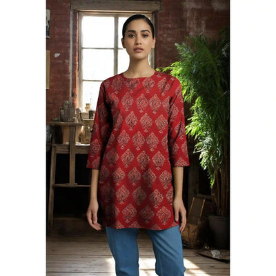 Madder Ajrakh Block Print Short Kurti