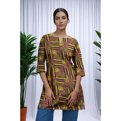 Black Kalamkari Screen Print Short Kurti