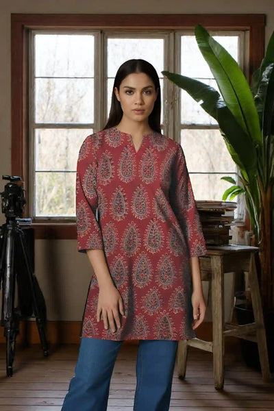 Madder Ajrakh Block Print Short Kurti