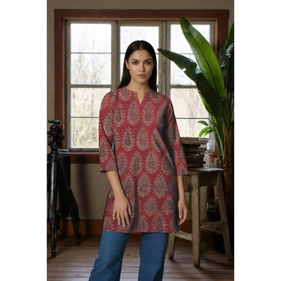 Madder Ajrakh Block Print Short Kurti