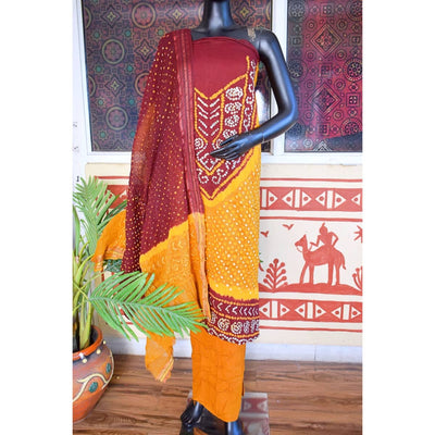 Unstitched Bandhej Suits – Shop Online for Jaipuri Bandhej Salwar Suits –  Lavanya India