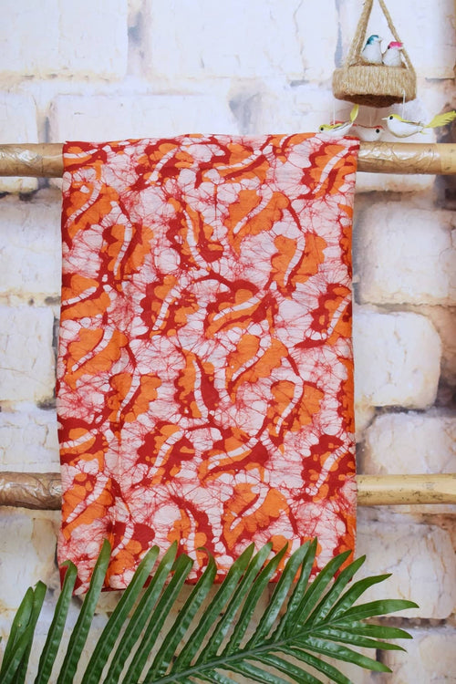 Red Chanderi Silk Handblock Print Unstitched Suit – alternate view