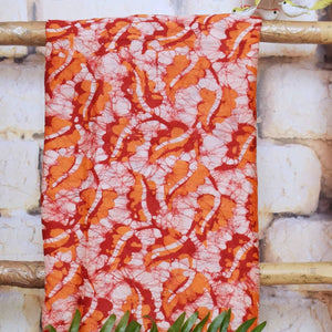 Red Chanderi Silk Handblock Print Unstitched Suit