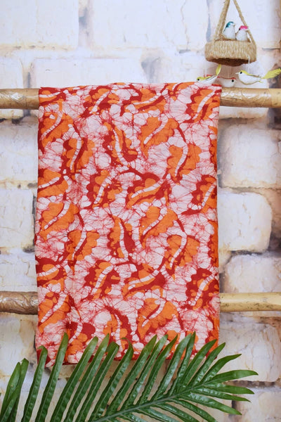 Red Chanderi Silk Handblock Print Unstitched Suit