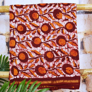 Maroon Chanderi Silk Handblock Print Unstitched Suit