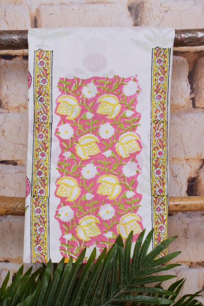 White Jaipuri Block Print Suit with Kota Dupatta