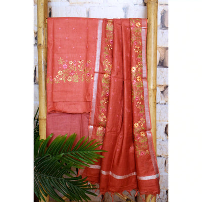 Linen Embroidered Suits | SSEthnics