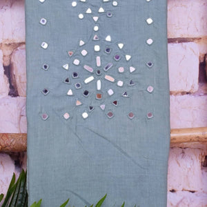 Mirror Work Bhagalpuri Ikat Dupatta Set - SSEthnics