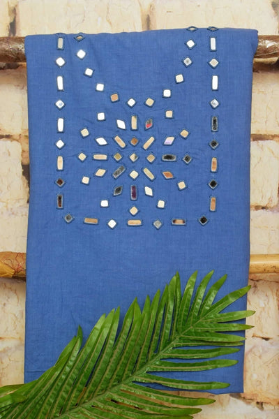 Mirror Work Bhagalpuri Ikat Dupatta Set - SSEthnics