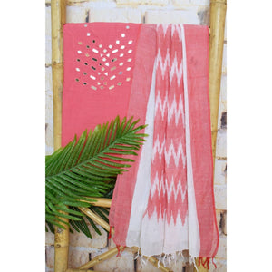 Mirror Work Bhagalpuri Ikat Dupatta Set - SSEthnics