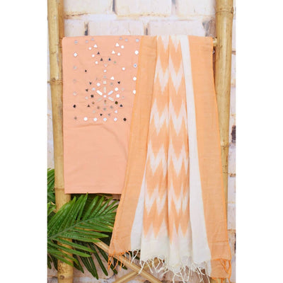 Mirror Work Bhagalpuri Ikat Dupatta Set - SSEthnics