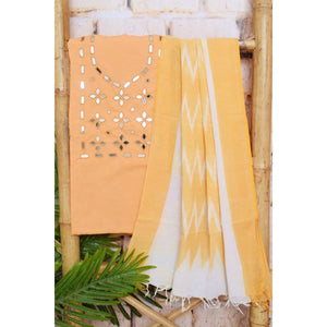 Mirror Work Bhagalpuri Ikat Dupatta Set - SSEthnics